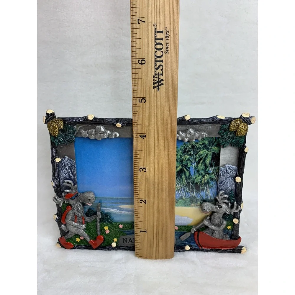 Naples Maine Moose Hiking Canoe Rustic Pewter‎ Frame Woodland Cabin Lodge Woods